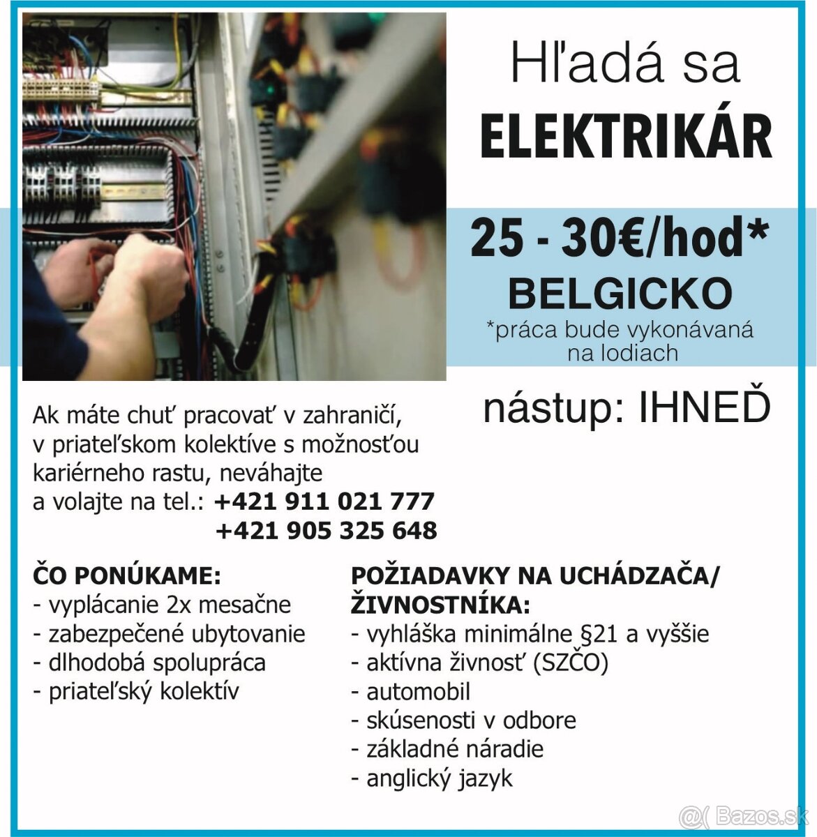 HĽADÁME ELEKTRIKÁROV