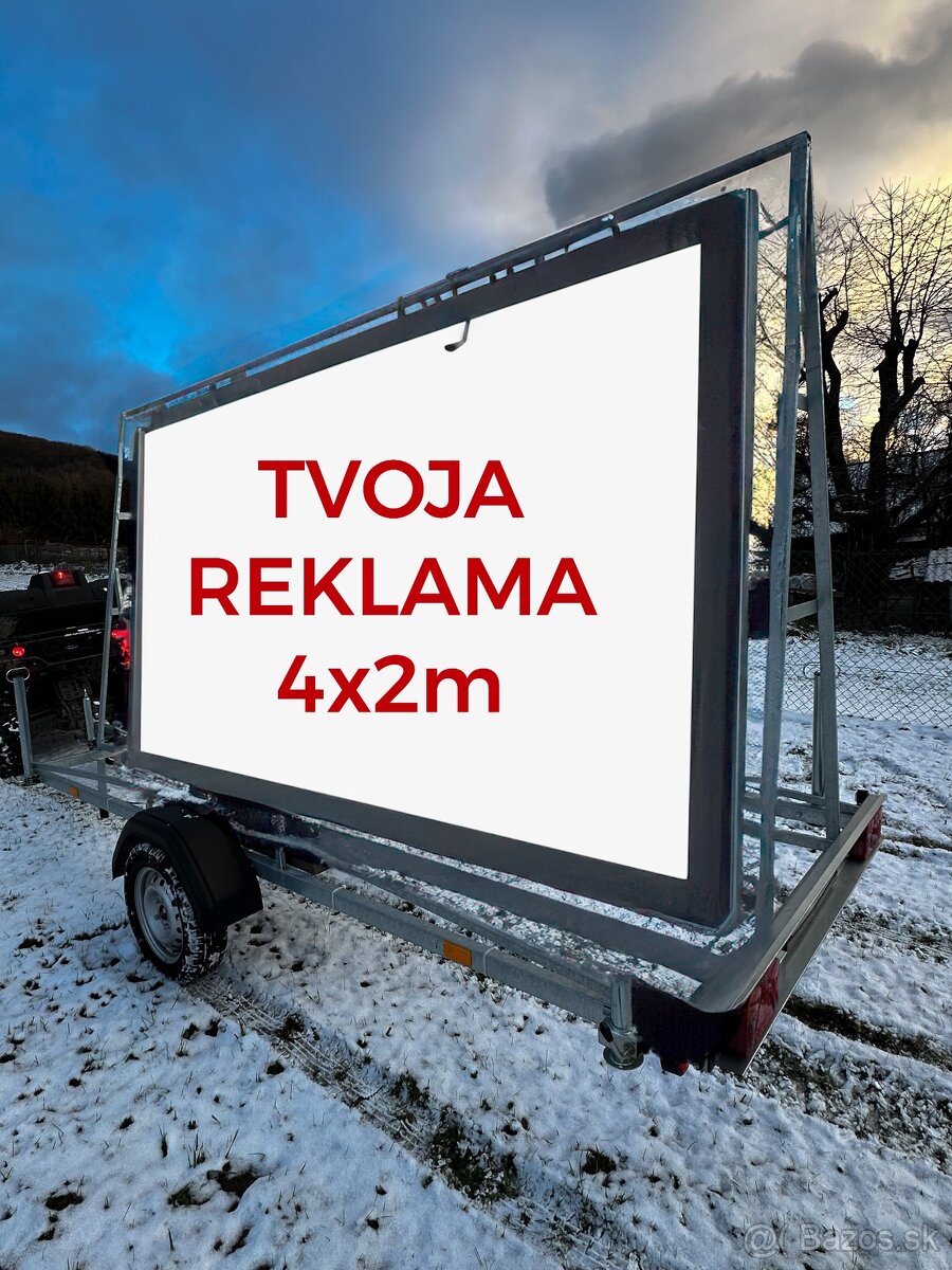 Mobilná reklama, na prenajom reklamný prívesný vozík