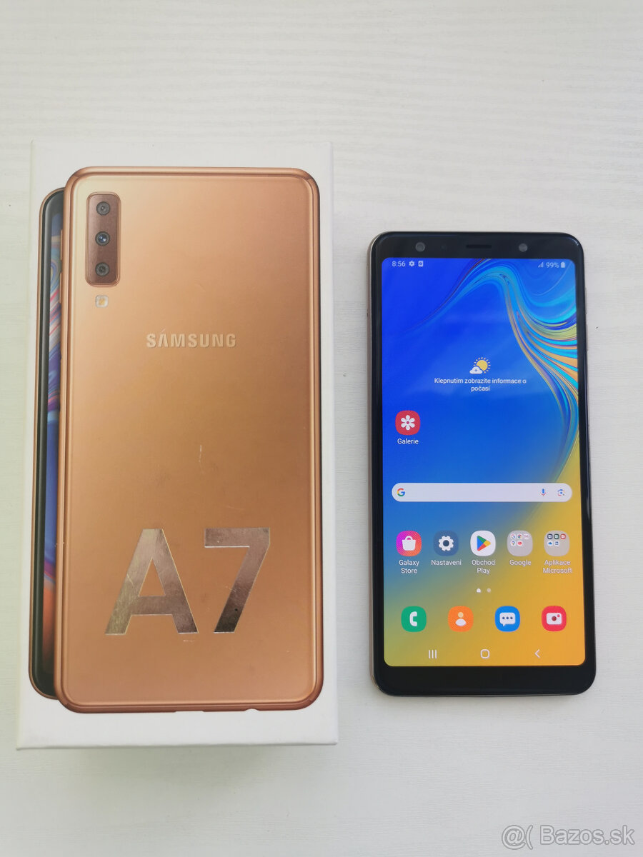 Samsung A7 Gold + bezdrátová sluchátka