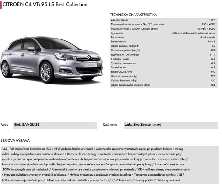 Predam Citroen C4 95 VTi