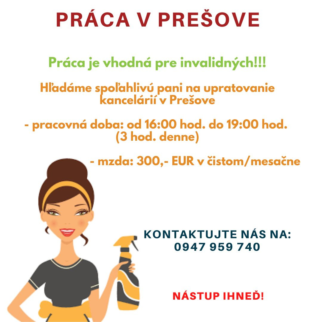 Upratovanie kancelárií v Prešove