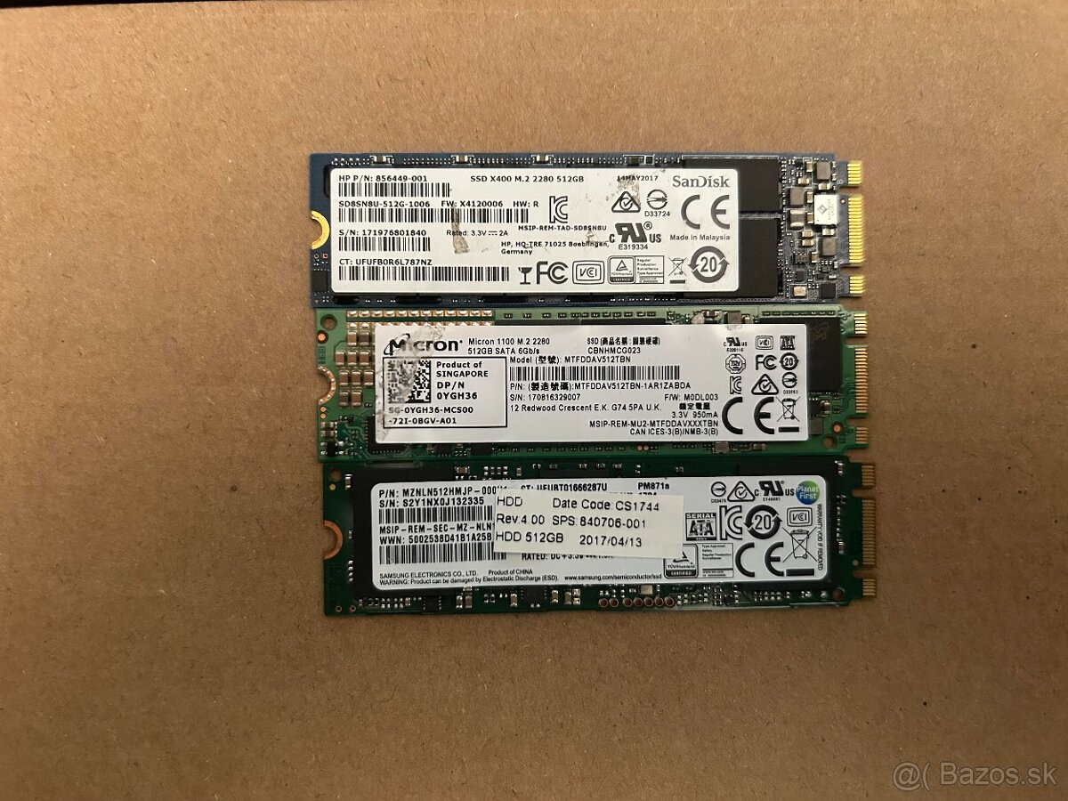 SSD Rozné druhy 512GB M.2