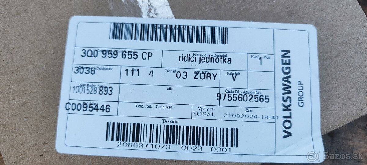 Riadiaca jednotka airbagov 3QO959655CP