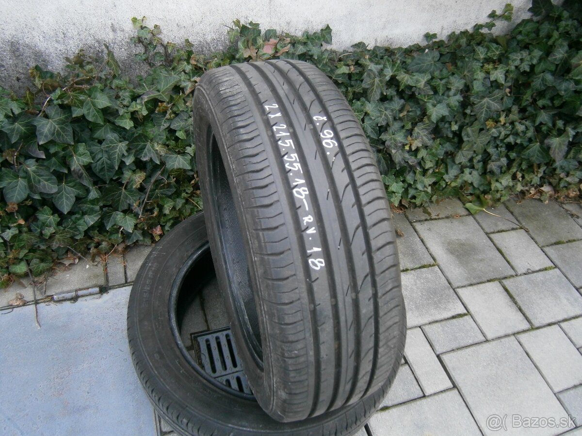 Predám 2x letné pneu Continental 215/55 R18 95HXL