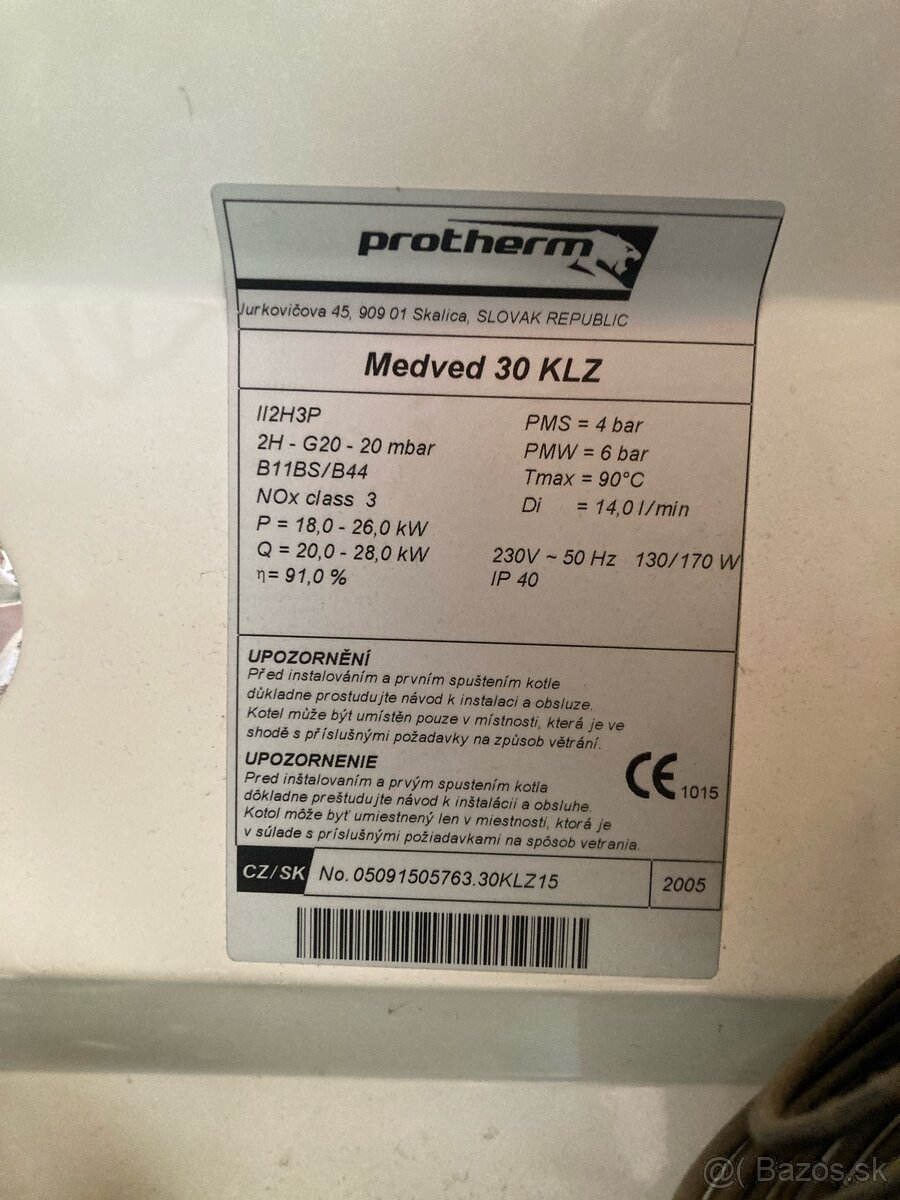 Plynovy kotol PROTHRRM Medved 30 kzl