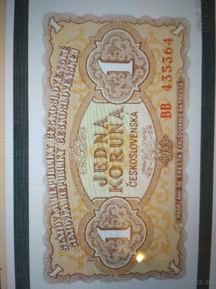 1 korunova bankovka 1953