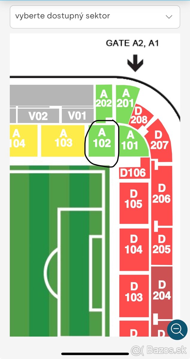 Slovan Bratislava liga majstrov lístky A 102