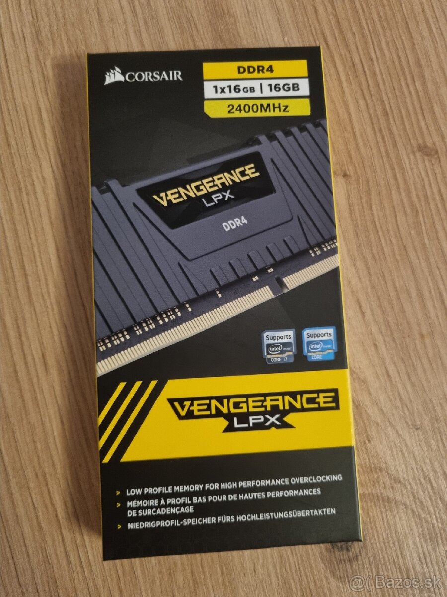 Corsair Vengeance LPX, 16GB, 2400MHz, DDR4, CL16, Black