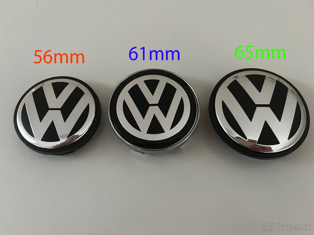 Stredové krytky kolies volkswagen 56mm 61mm a 65mm 4ks