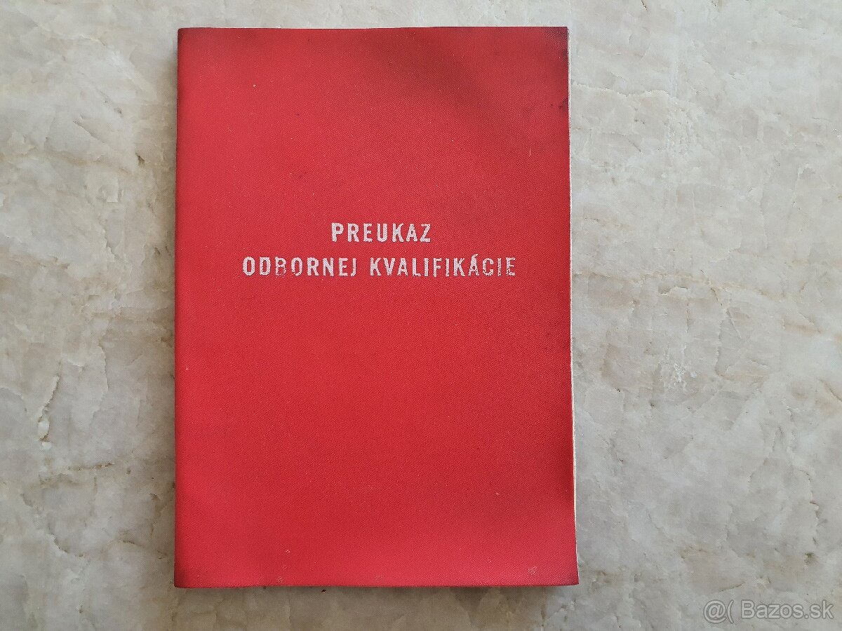 Preukaz odbornej kvalifikácie z roku 1984