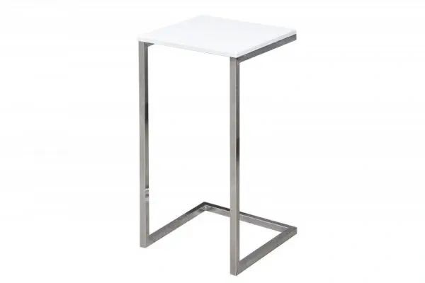 Bočný stolík Simply 60 cm bielo-strieborný