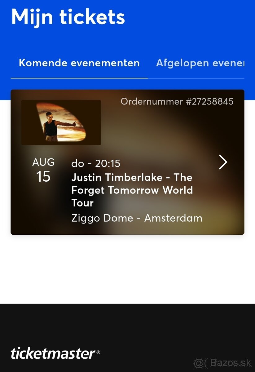 Justin Timberlake 2x listok koncert Ziggo dome