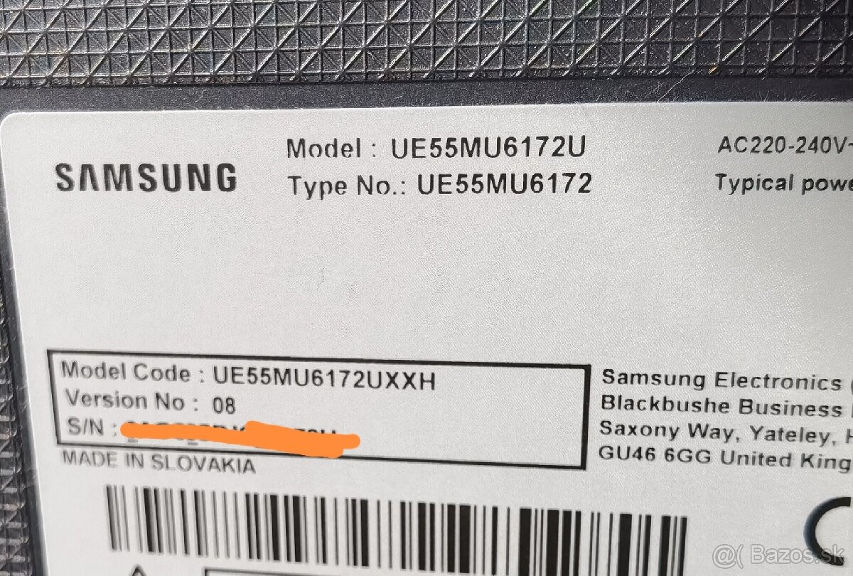 Predám na opravu 4K LED TV Samsung UE55MU6172U.