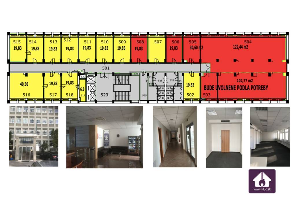 Moderné kancelárie už od 19m2 až po celé poschodie (600m2)