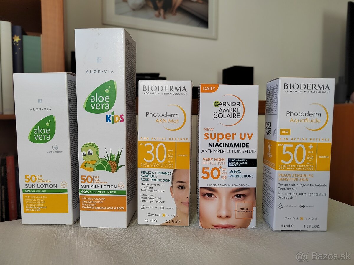 Opaľovacie krémy,spreje Bioderma, Garnier, Aloe Vera - NOVÉ