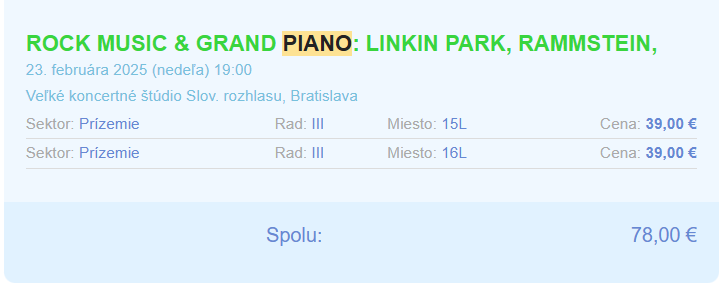 2 lístky ROCK MUSIC & GRAND PIANO - v Pyramíde Slov.Rozhlasu