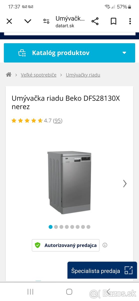 Umývačka riadu 45 cm