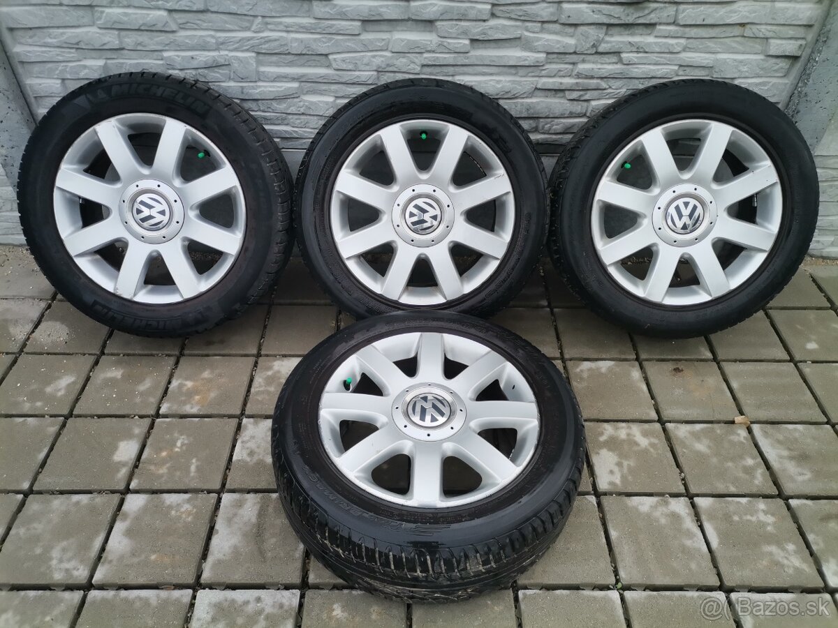 Alu disky 5x112 R16 VW + 205/55 R16 letné pneumatiky