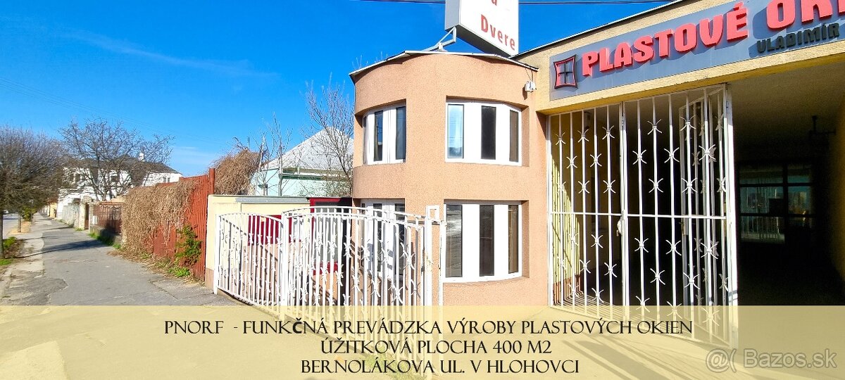 PNORF - výrobná hala, úž. plocha 400 m2, Bernolákova ul.