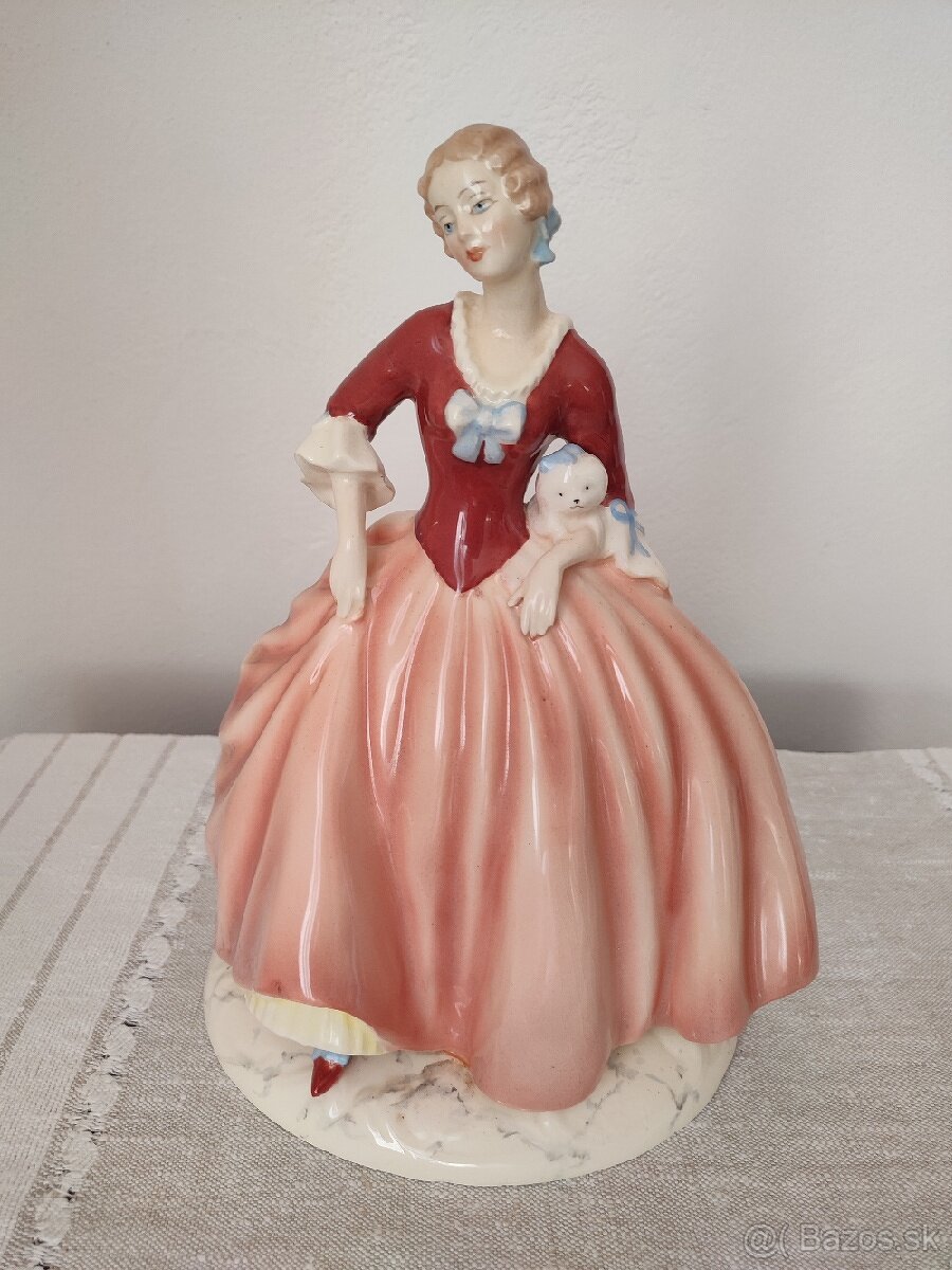 Royal dux žena so psíkom porcelánová soška 33 cm