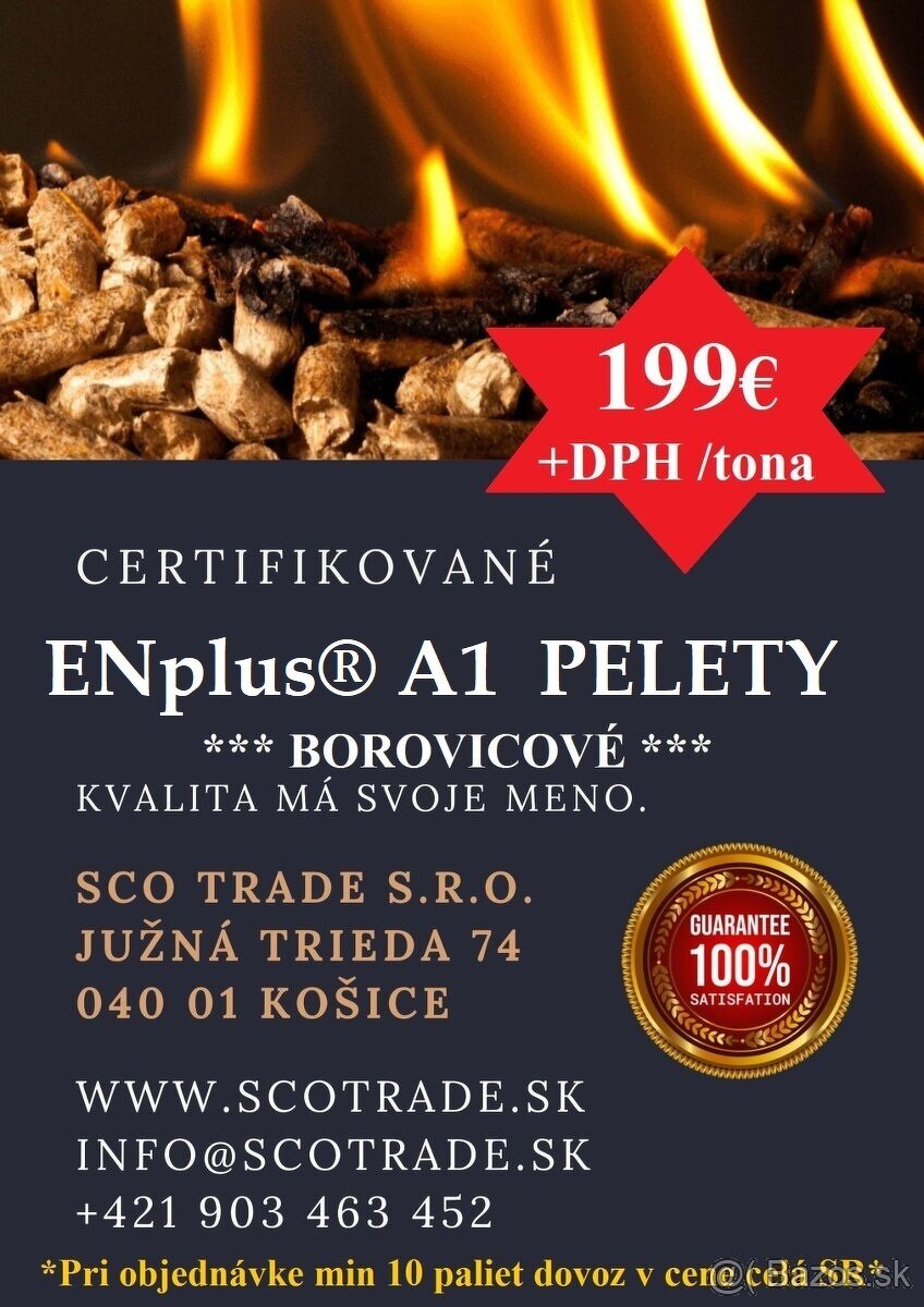 TOP - Certifikované ENplus® A1 pelety - 0,27% popol