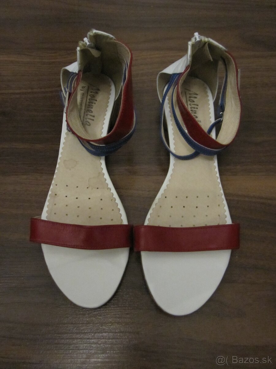 Kozene sandale bielo-modro-cervene