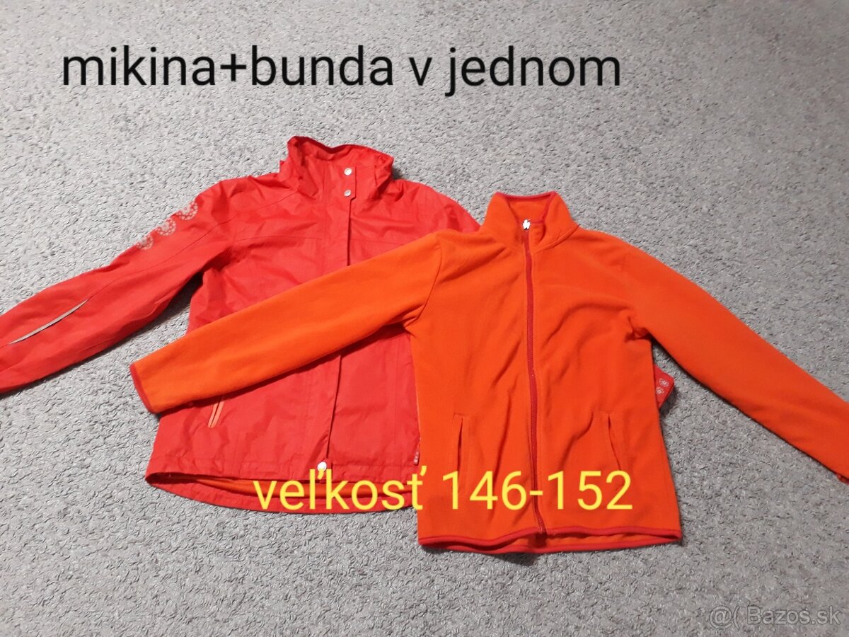 Dievčenská prechodná vetrovka + mikina 146-152