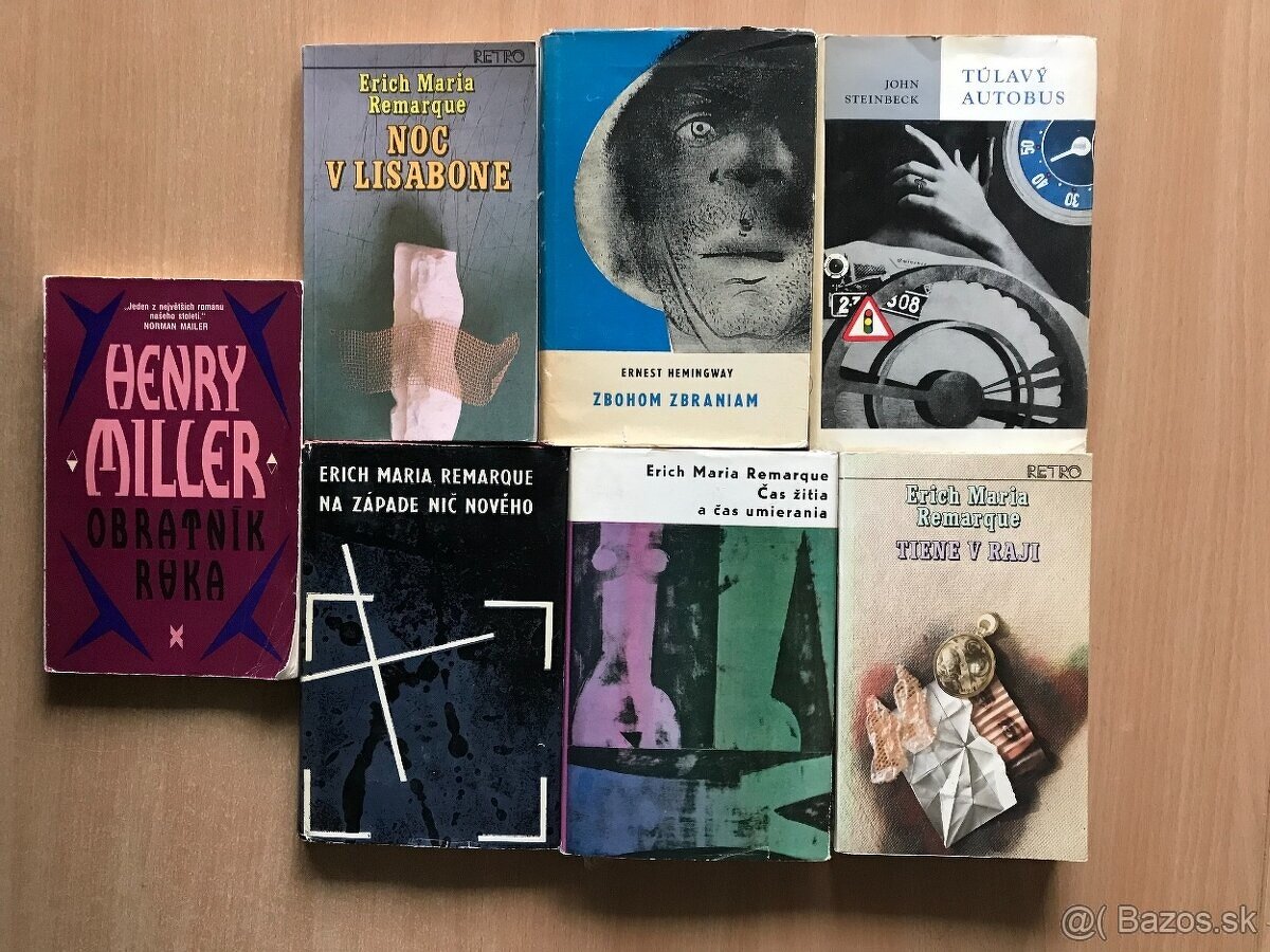 7 x kniha - 10 € ( Miller, Remarque, Steinbeck )