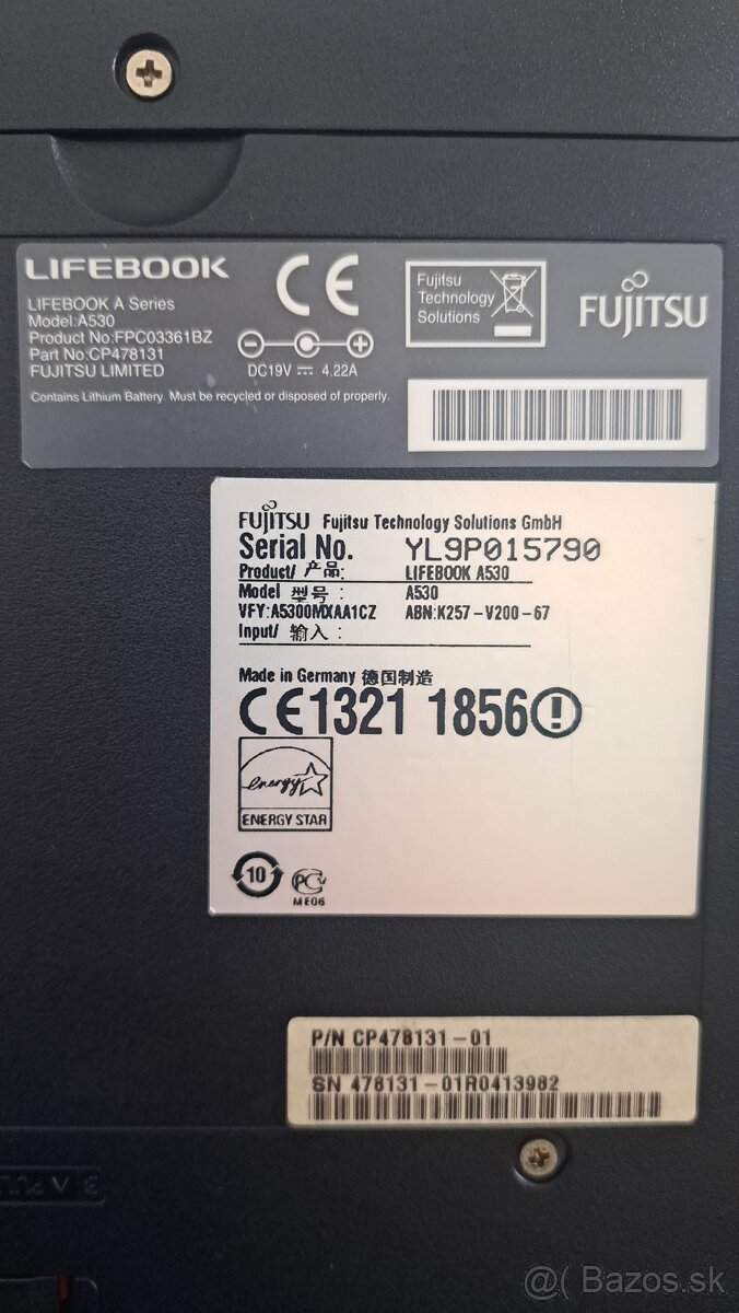 Notebook Fujitsu Lifebook A530