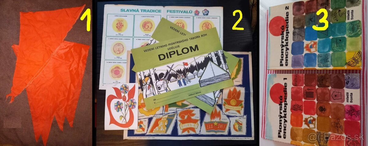 Pionier - šatka - diplom - festivali - odznaky -enciklopédia