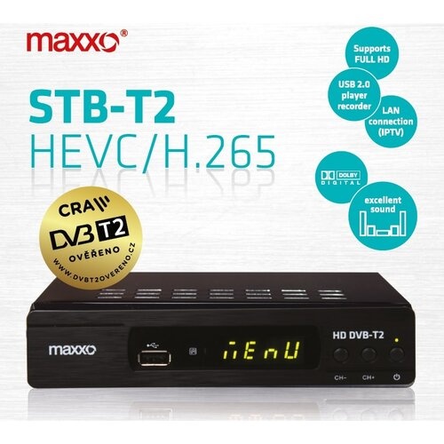 Multimediálny set-top box Maxxo Tuner DVB-T2 (HEVC/H.265) /