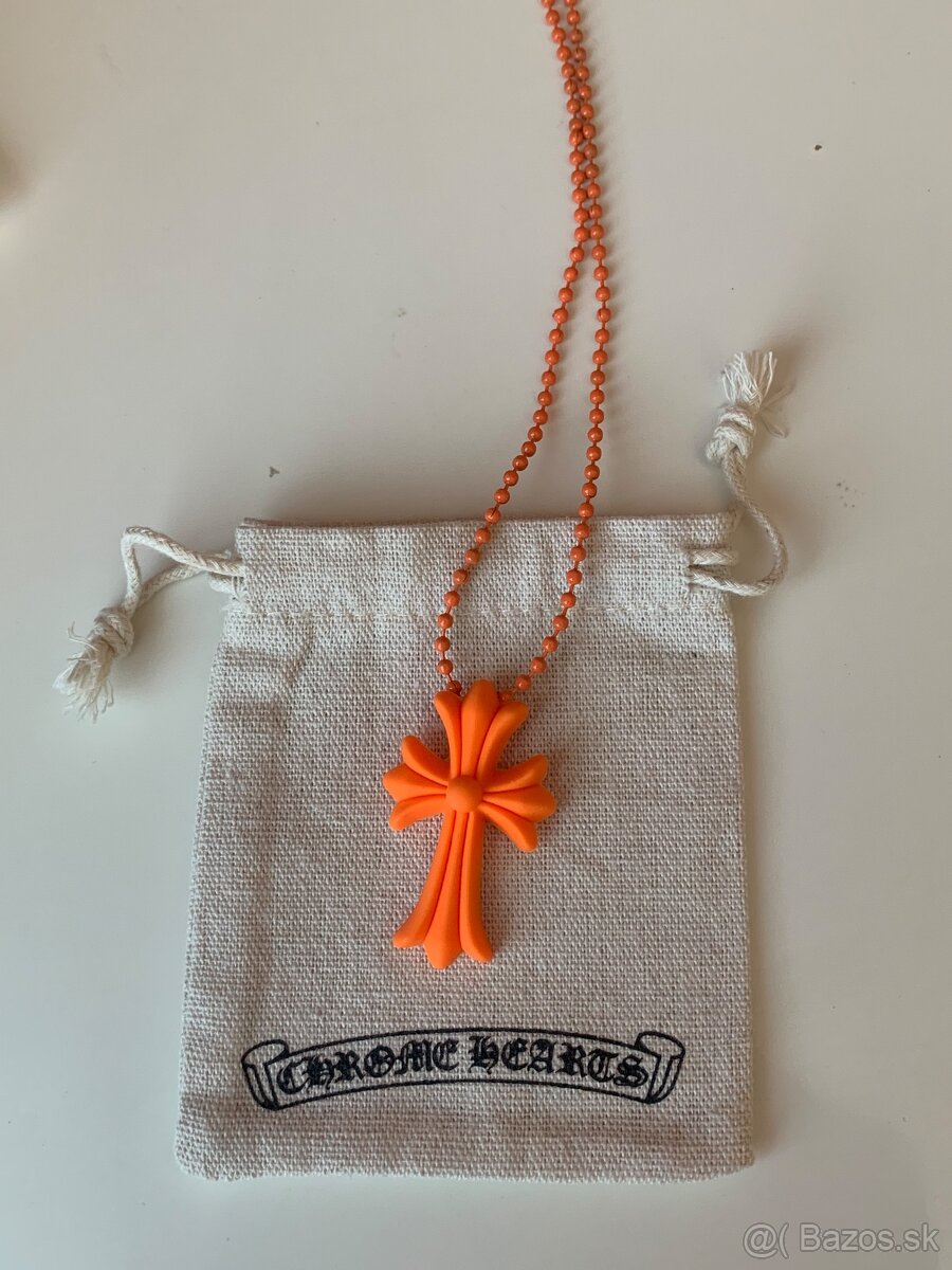 CHROME HEARTS SILICONE CROSS NECKLACE ORANGE