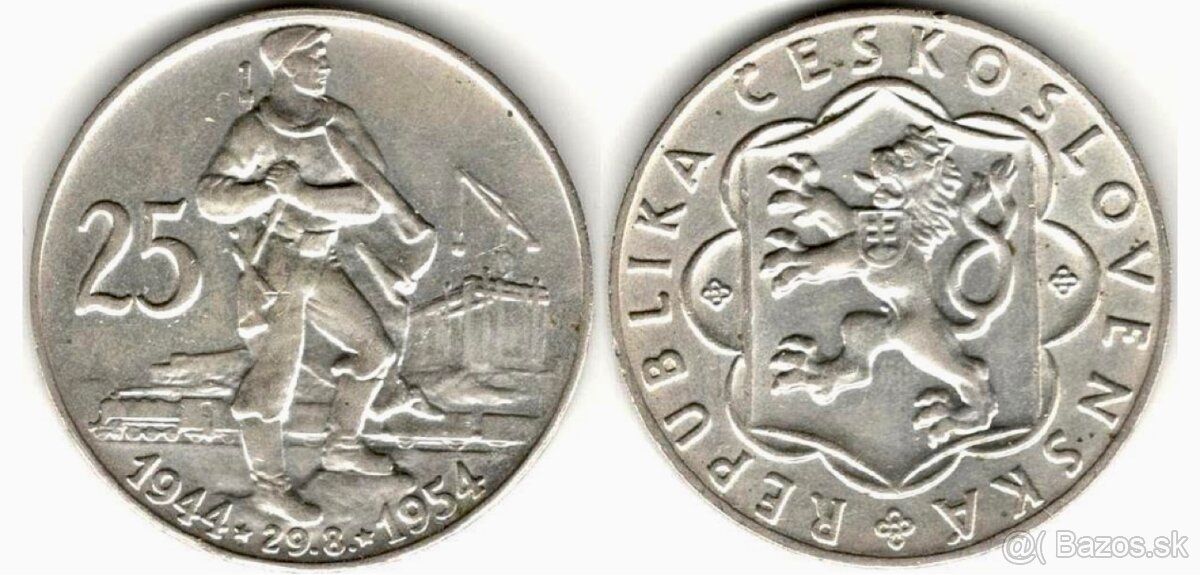 SNP 25 KČS 1954 striebro