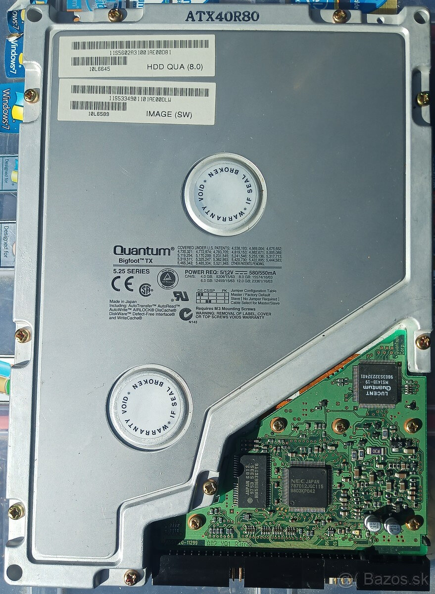 Raritný 5.25" IDE disk Quantum BigFoot TX 8,0GB