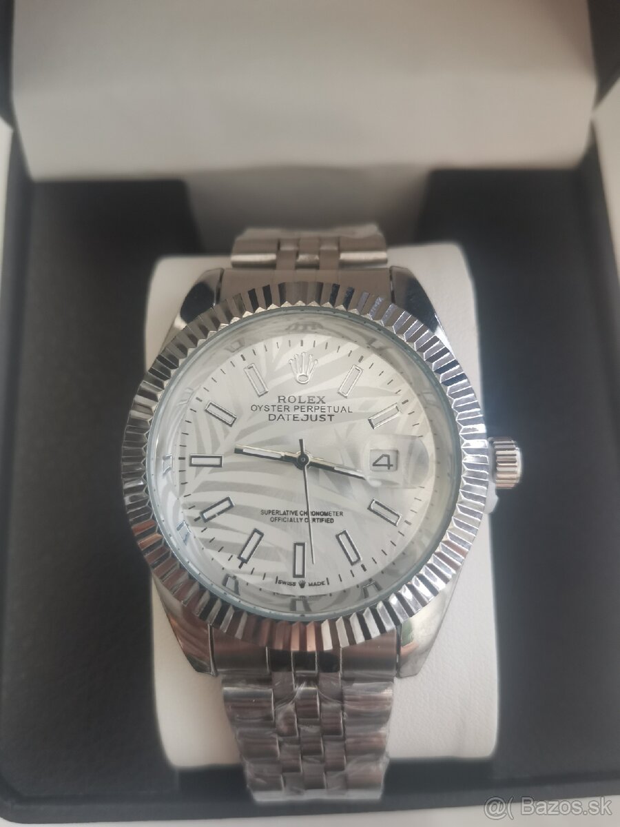 Pánske hodinky Rolex Datejust palm lief motiv biele