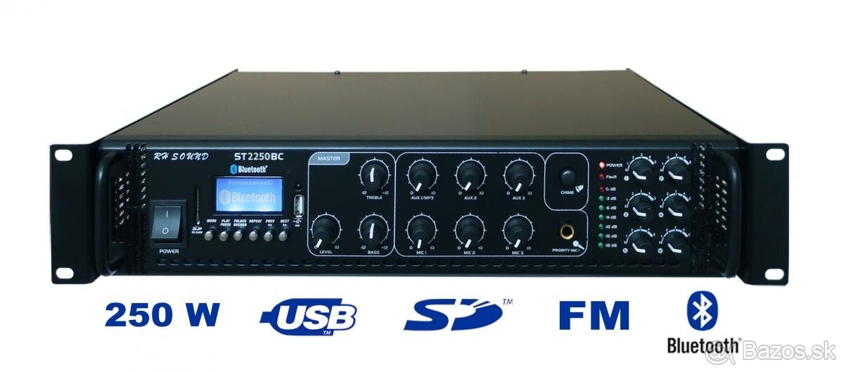 RH sound ST2120BC /MP3+FM+IR, 100V rozhlasová ústředna