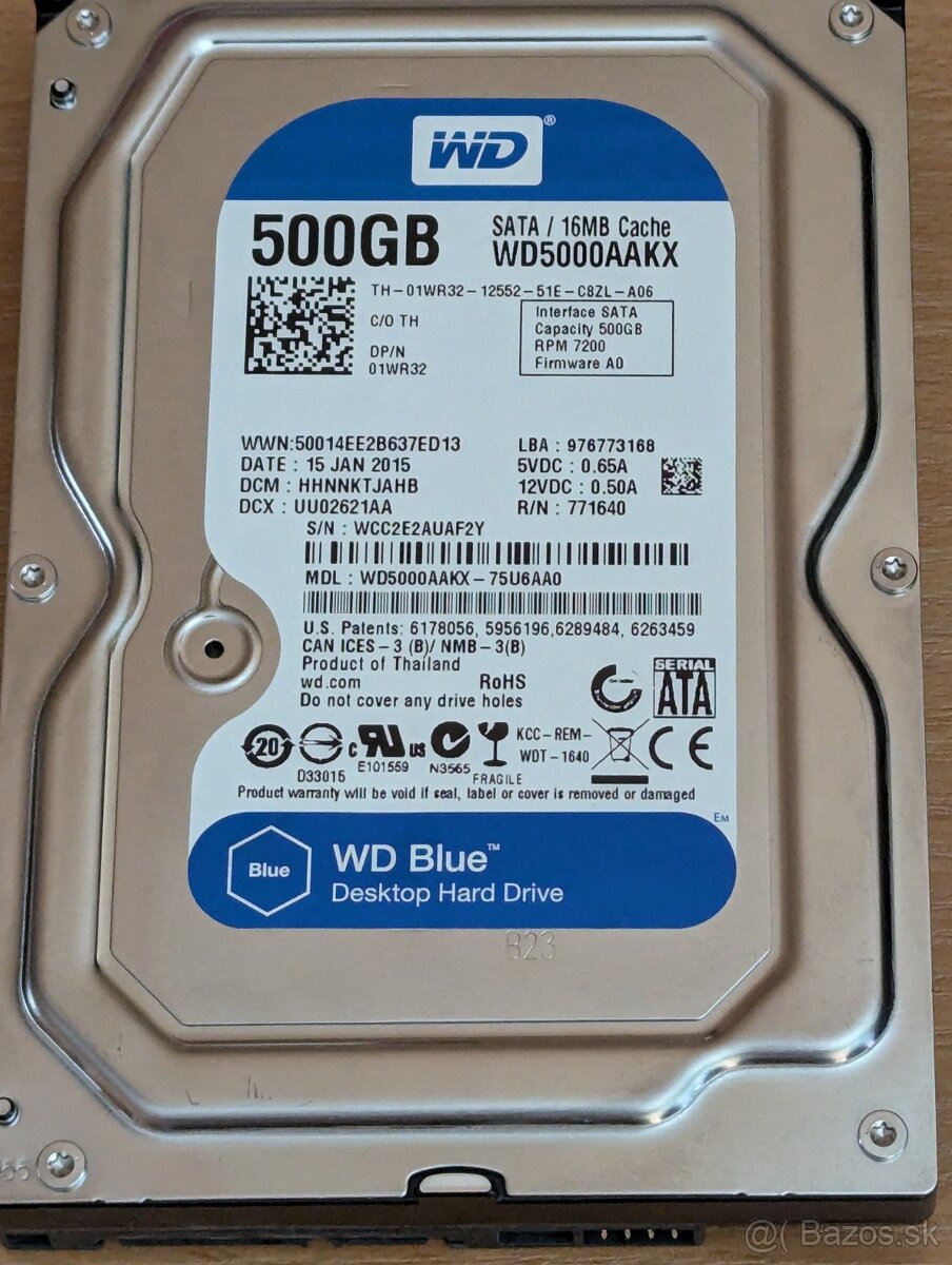 Predám 500 GB disk WD Blue