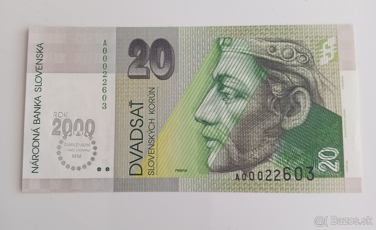 Predám bimileniovú bankovku 20 Sk, UNC