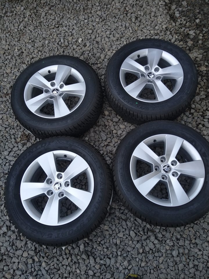 Alu 5 x 112 R 16 originál ŠKODA + pneu-100 % stav.