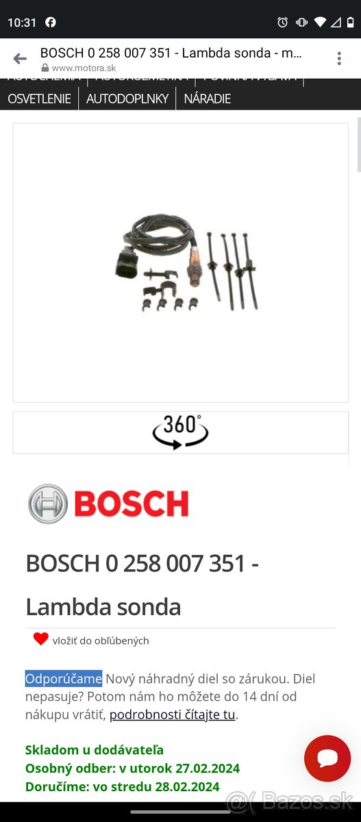 BOSCH 0 258 007 351 - Lambda sonda