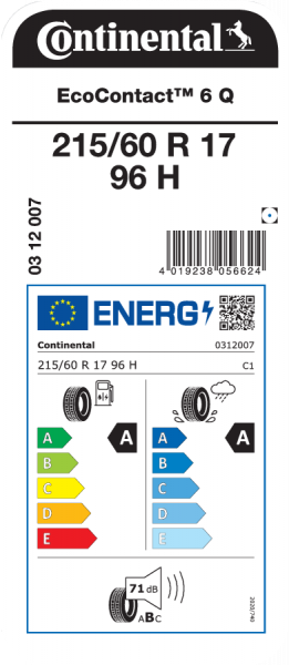 Predám letné pneumatiky Continental EcoContact 6 215/60 R17