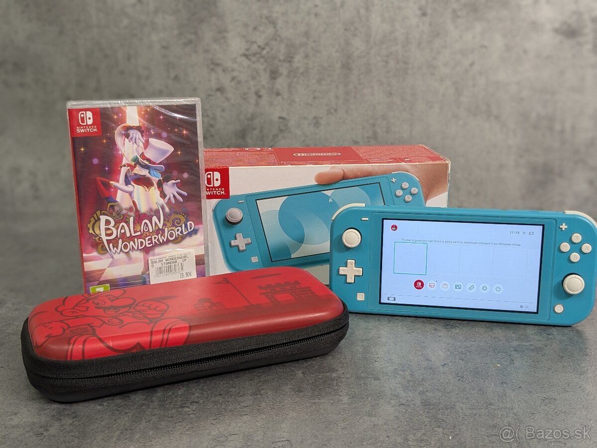 Nintendo Switch lite modré, púzdro a hra Balan Wonderworld