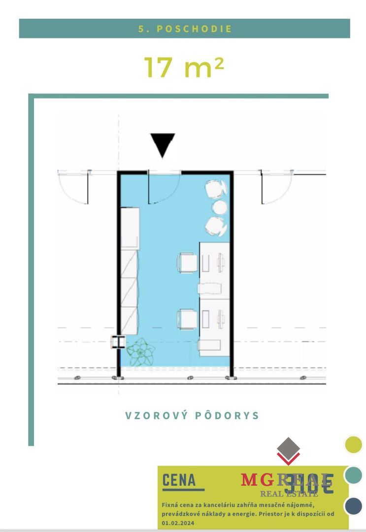 Moderné kancelárske priestory 17m2, Jarošova ul., Nové Mesto