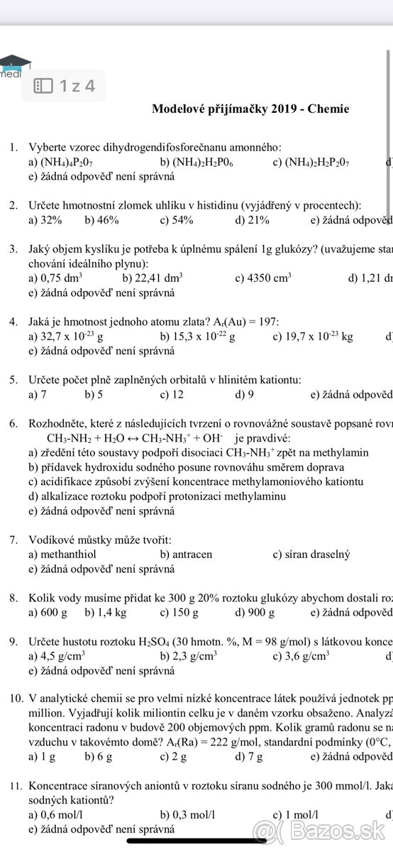 Kompletné poznámky - Bio, Chem, Fyz na LF V BRNE