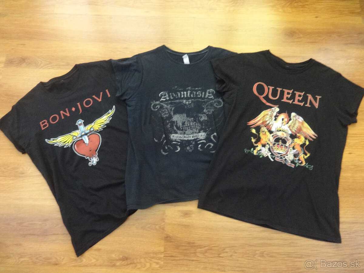 Dámske metalové tričká Bon Jovi, Avantasia, Queen, veľ. XL