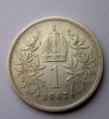 Minca mince strieborná 1 koruna 1907