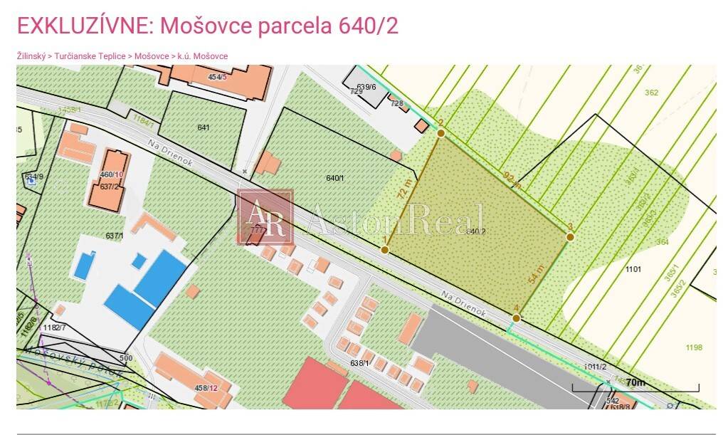 EXKLUZÍVNE: Lukratívny pozemok v obci Mošovce, 5385m2, TT