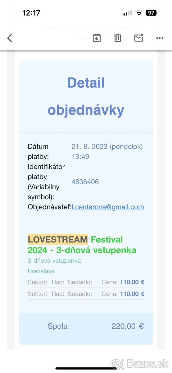 2x3-dňový lístok na Lovestream