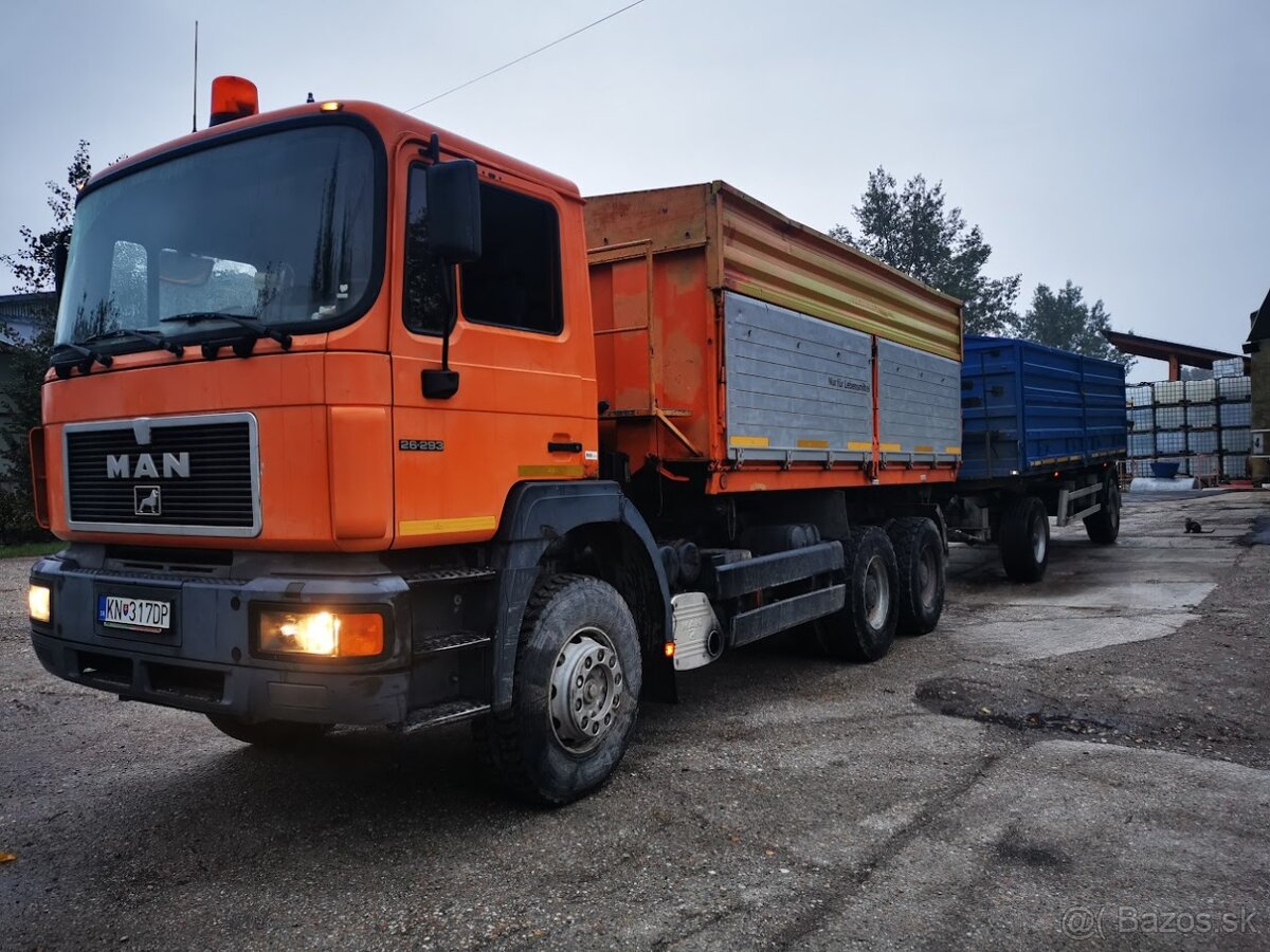 MAN nákladné auto 6x4 - sklápač  +  Kassbohrer príves