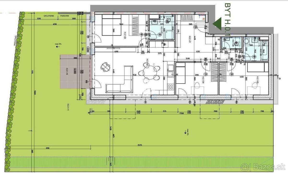 NOVÝ 4 izbový  byt (107 m2 + pozemok), 2x parking / Nitra - 